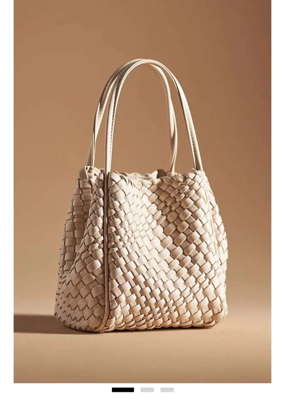 Anthropologie Cream Woven Mini Tote Bag